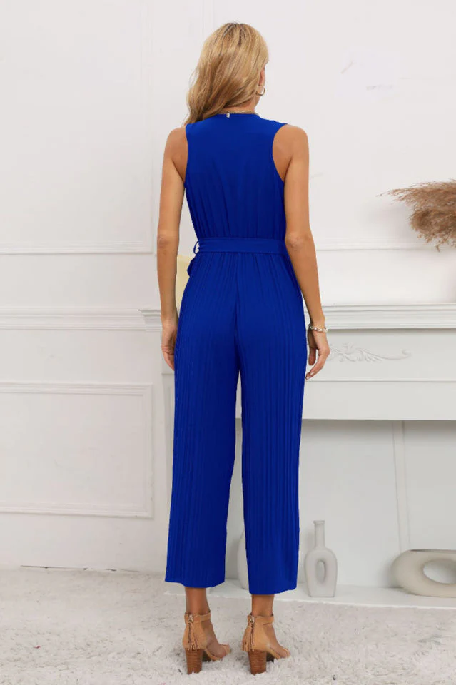 Calf Length Pleated Ruffled Jumpsuit - Image 8