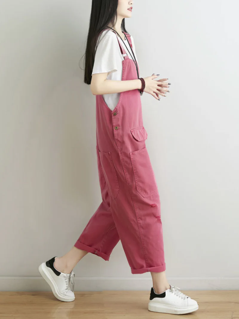 Call Me Crazy Cotton Cropped Overall Dungarees - Image 5