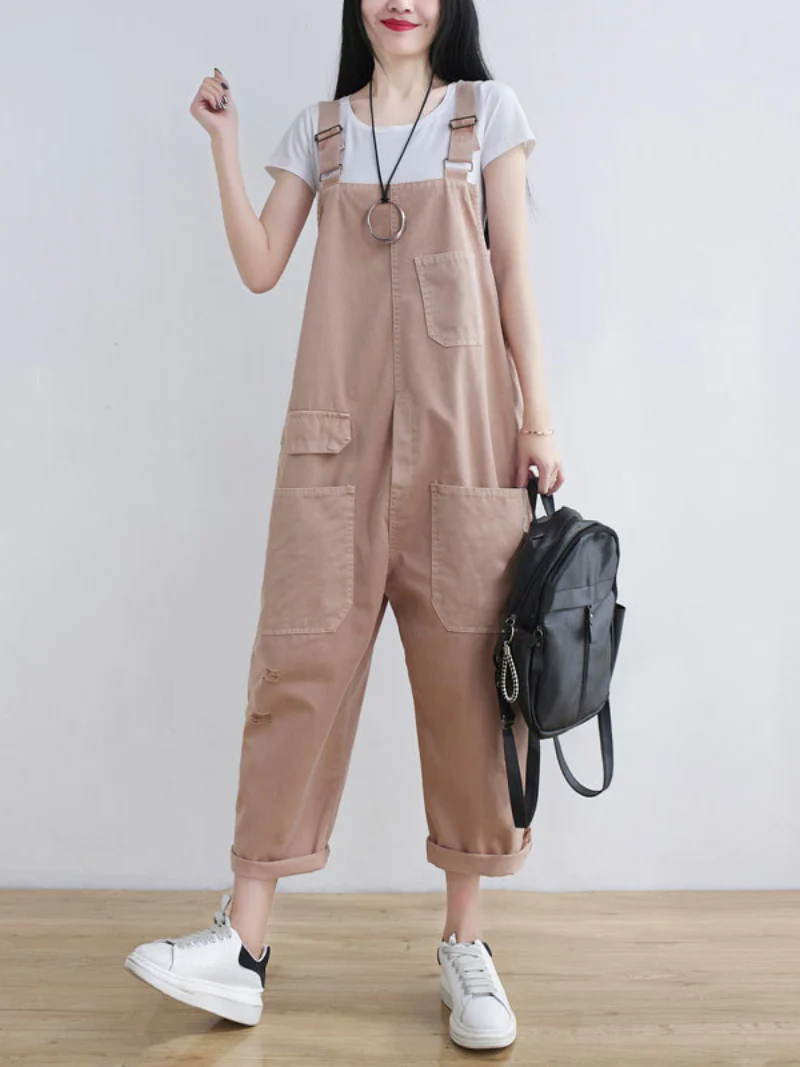 Call Me Crazy Cotton Cropped Overall Dungarees - Image 6