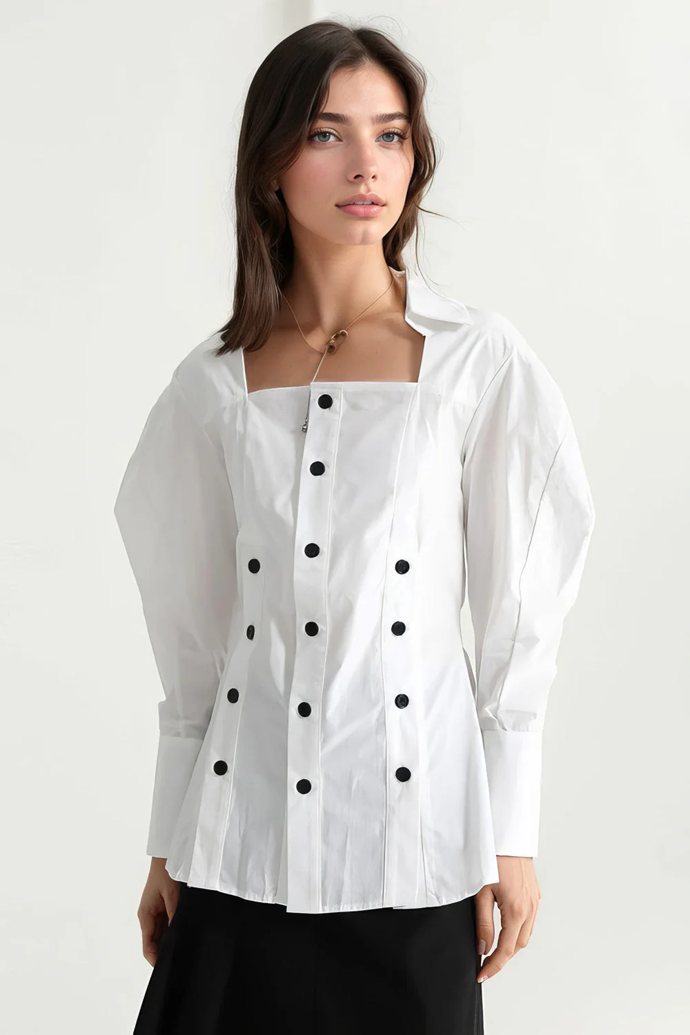 Cambered Shirt with Oversized Sleeves - White - Image 3