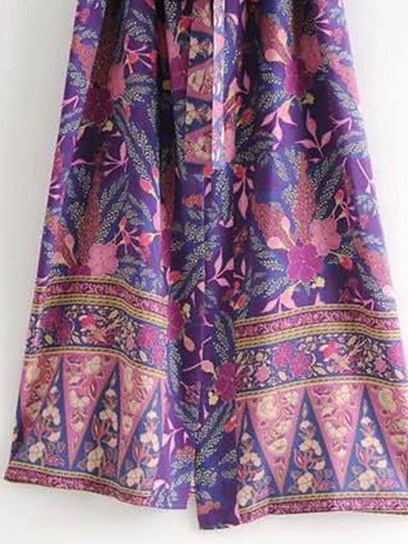 Beachwear & Partywear Floral Print Purple Color Cotton Long Length Gown Kimono Duster Robe - Image 10