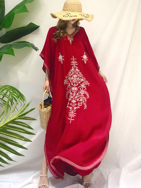 Carol Ethnic Embroidered Loose Bohemian Kaftan Dress - Image 2