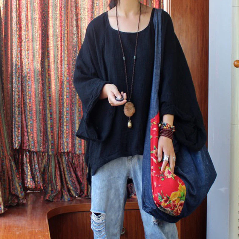 Casual Bat Sleeve Cotton Top - Image 4