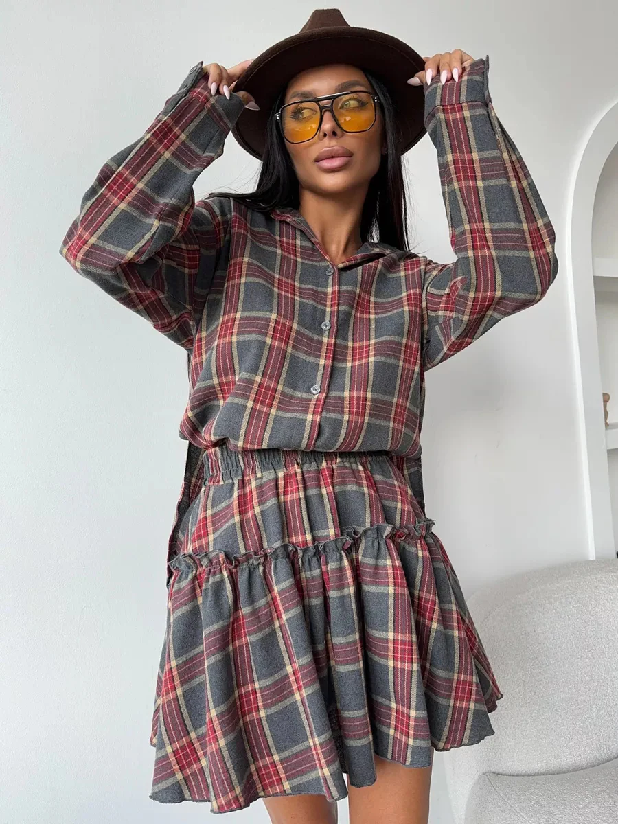 Casual Plaid Skirt Set - Image 7