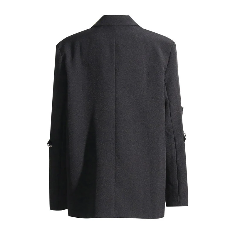 Catch The Star Metallic Trim Lapel Collar Shoulder Pad Oversized CutOut Blazer - Image 2