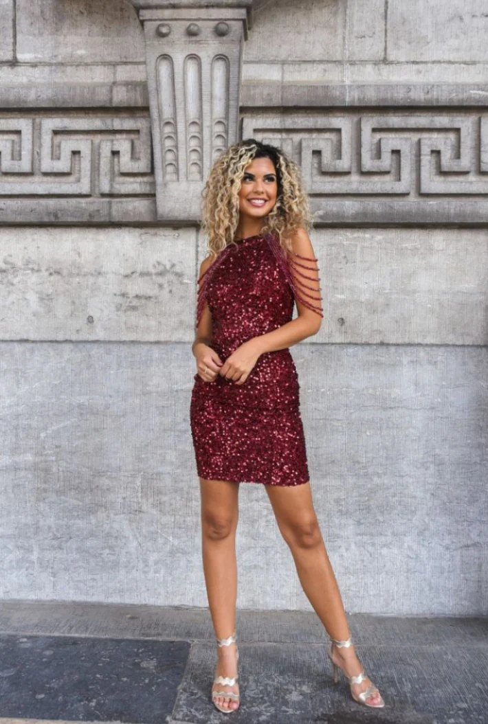 Chain Detail Sequin Bodycon Dress - Image 16