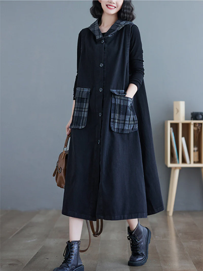 Champion Denim Plaid Hooded Dress - Image 2