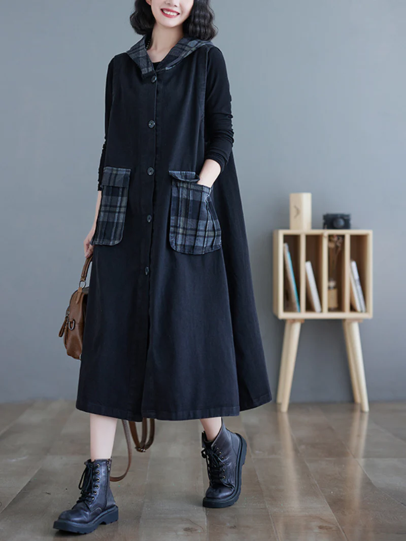 Champion Denim Plaid Hooded Dress - Image 3