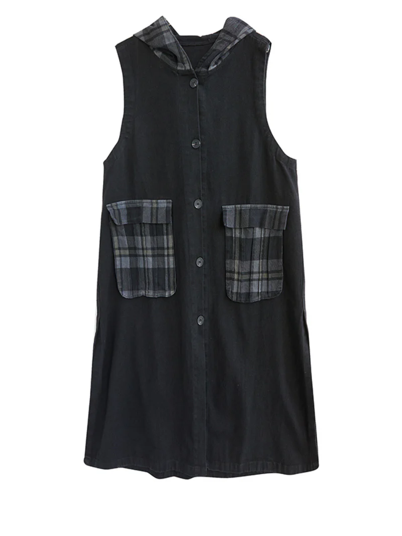 Champion Denim Plaid Hooded Dress - Image 4