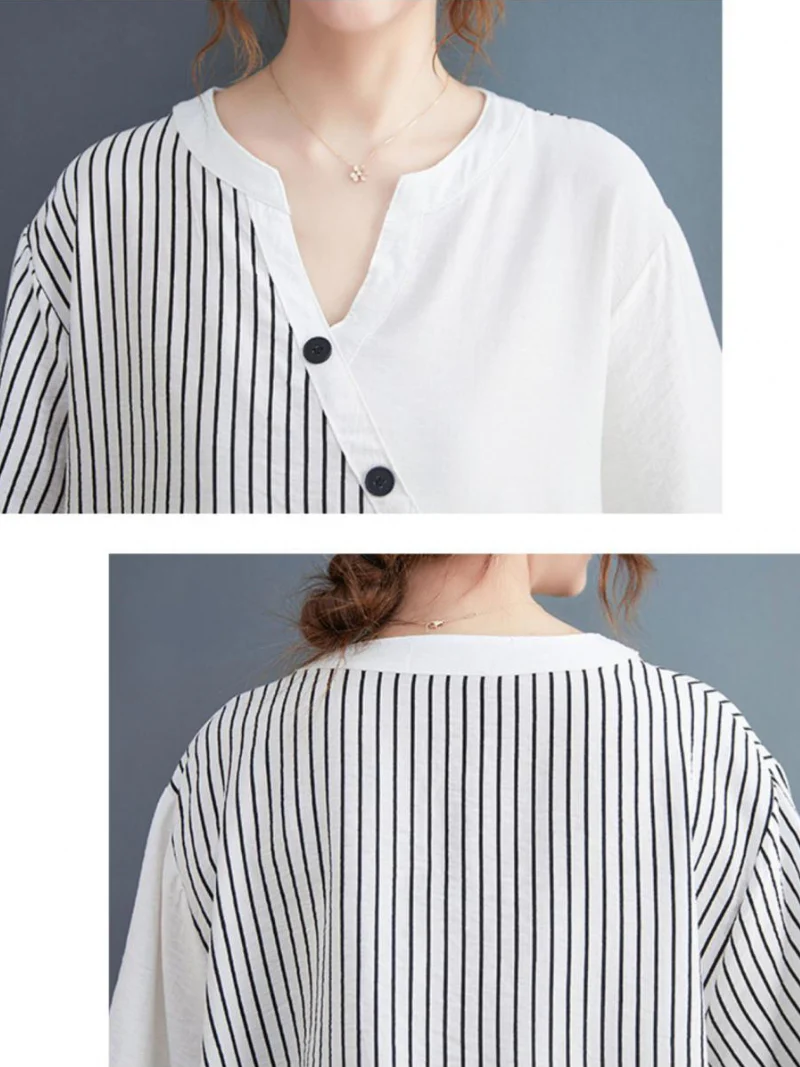 Charming Button-Up Striped Tops - Image 10