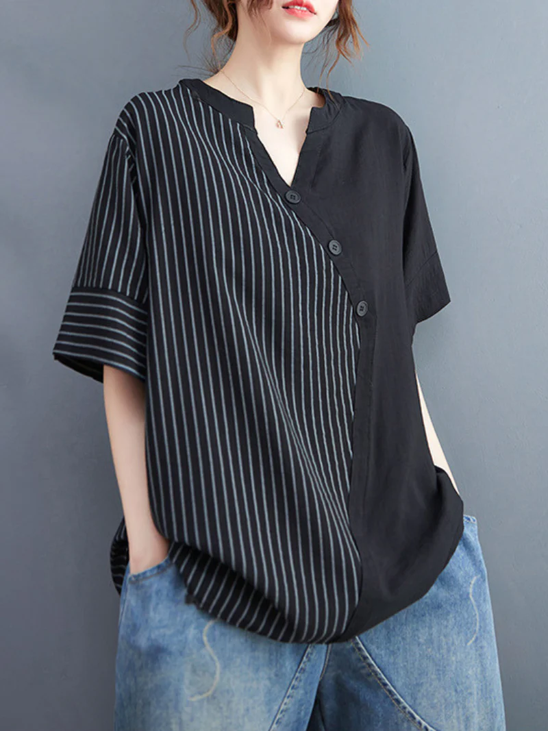 Charming Button-Up Striped Tops - Image 5