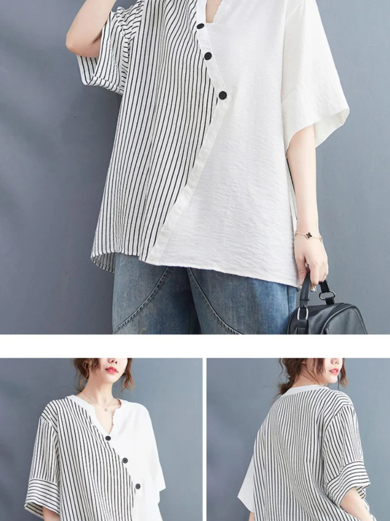 Charming Button-Up Striped Tops - Image 6