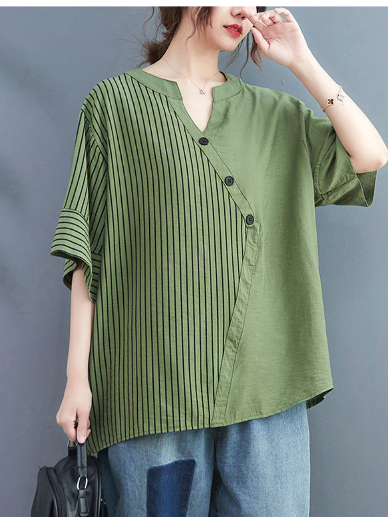 Charming Button-Up Striped Tops - Image 7