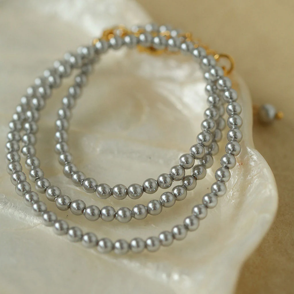 Chic 18K Gold Plated 3MM Crystal Pearl Stackable Bead Choker NeckLace - Image 4