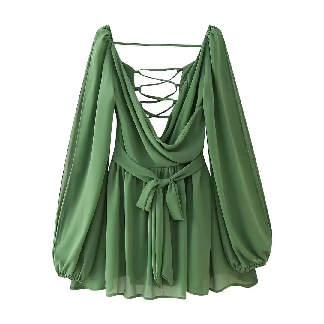 Hollow Out LANTERN Sleeve Mini Dress - Image 15