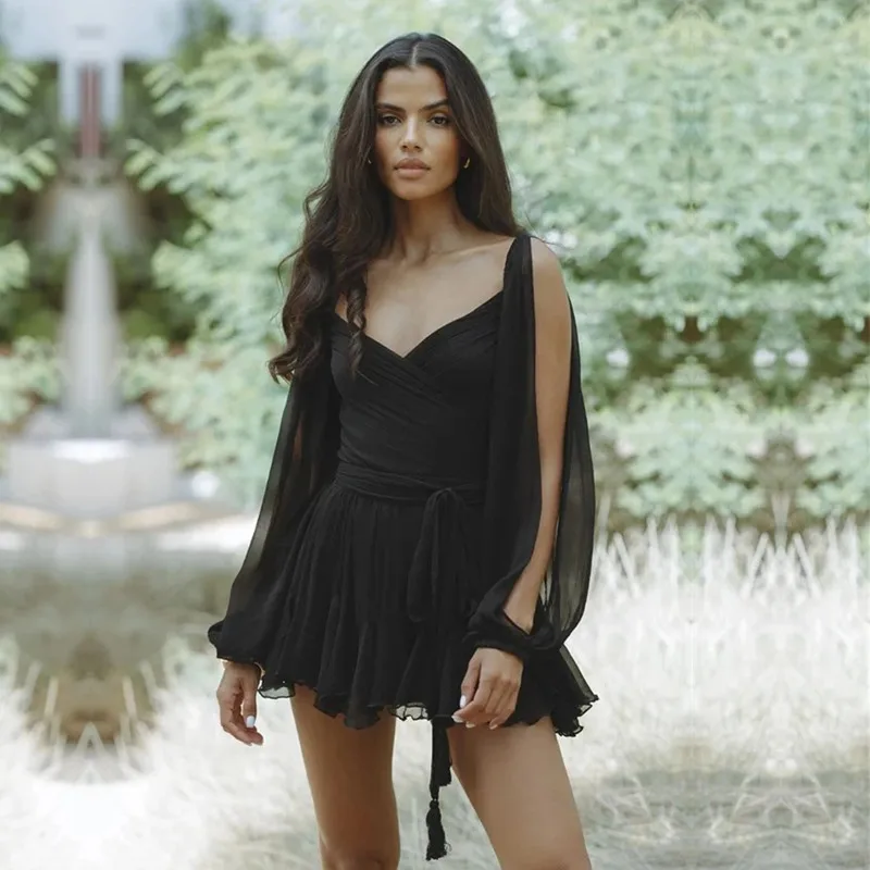 Hollow Out LANTERN Sleeve Mini Dress - Image 16