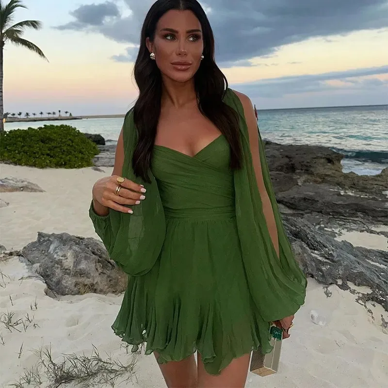 Hollow Out LANTERN Sleeve Mini Dress - Image 3