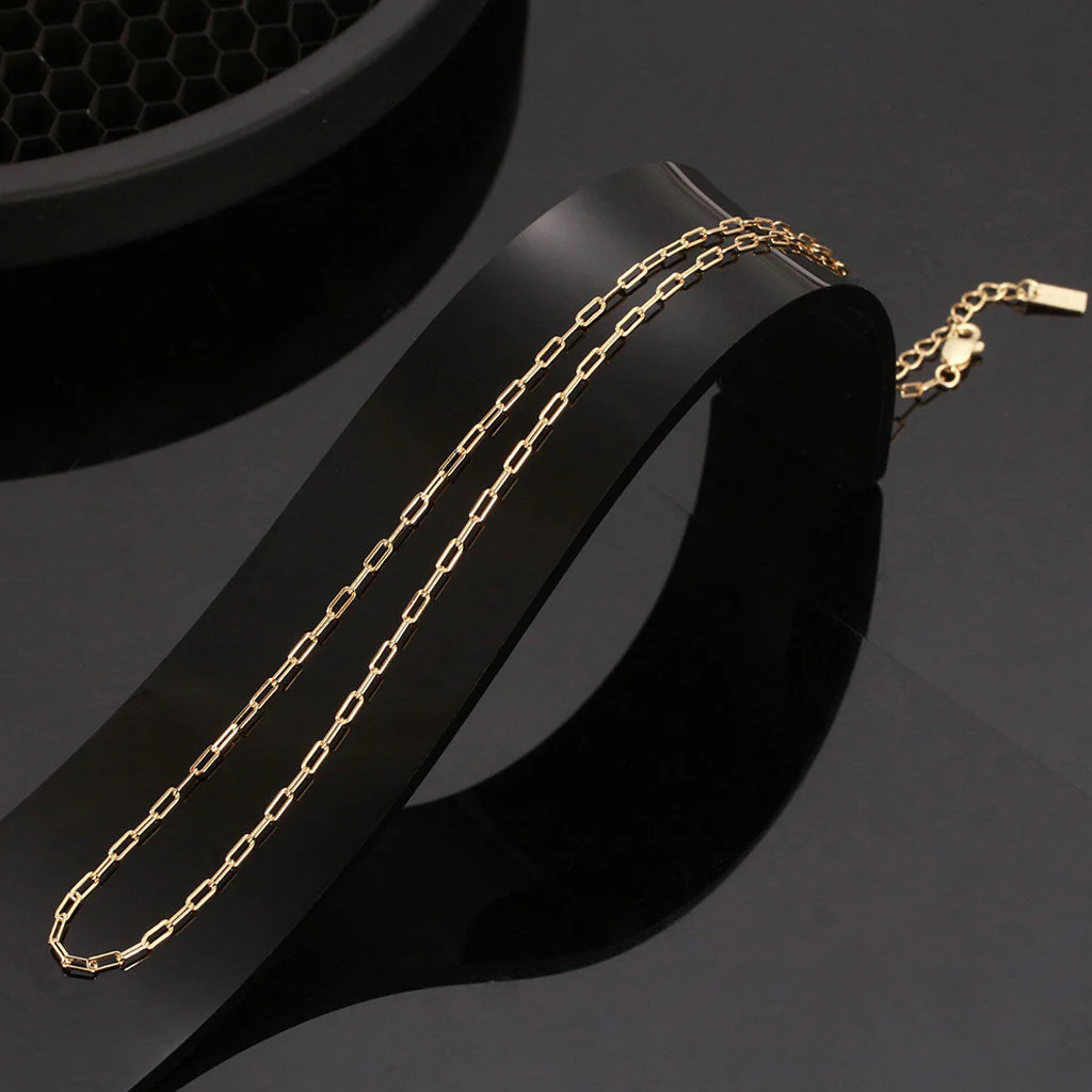 Chic Paper Clip Pure Sterling Silver Polished 4MM Link Chain NeckLace - Image 3