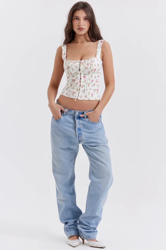 Chic Rose Print Top - Image 2
