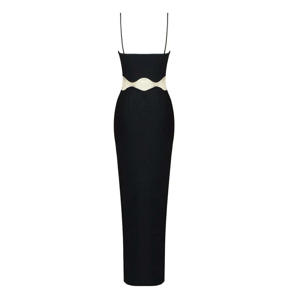 Chic Sweetheart Neck Sheer Mesh Sleeveless High Split Maxi Bandage Evening Dress - Image 2
