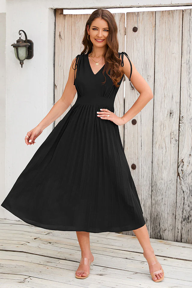 Cinched-Waist Pleated Midi Dress - Image 11