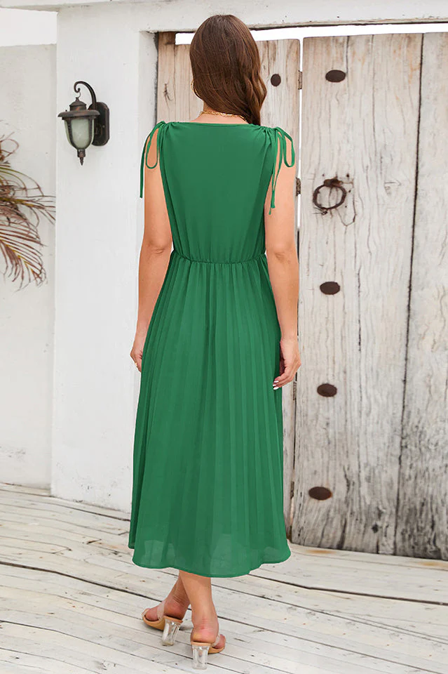 Cinched-Waist Pleated Midi Dress - Image 2