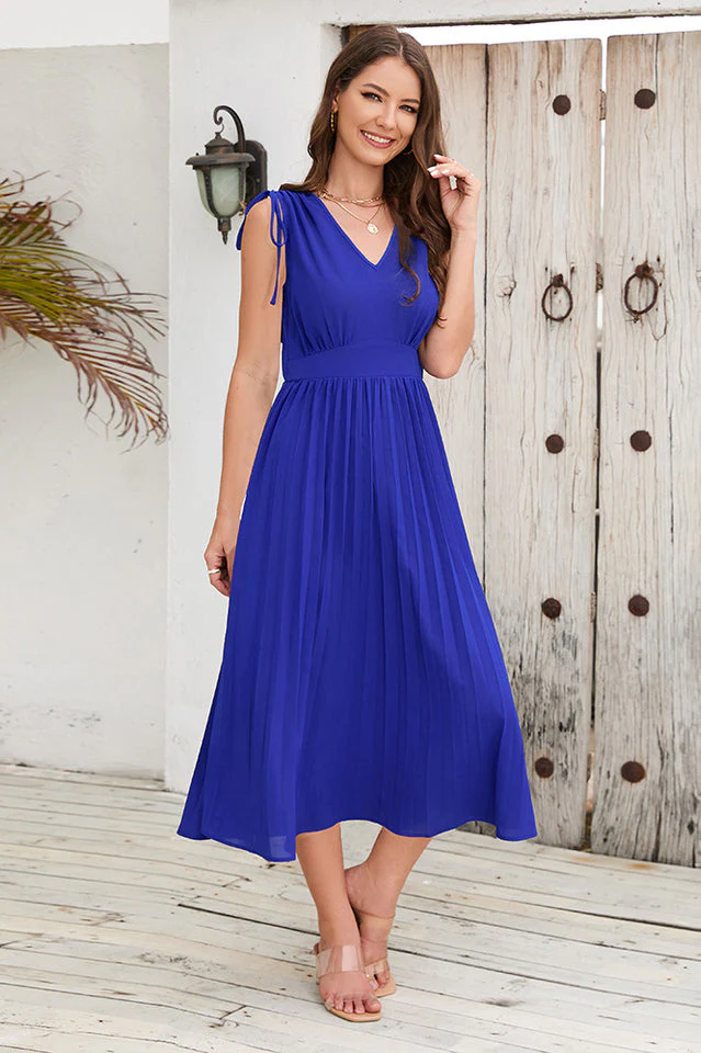 Cinched-Waist Pleated Midi Dress - Image 5