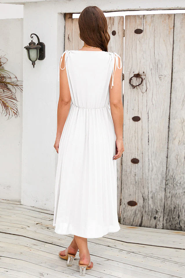 Cinched-Waist Pleated Midi Dress - Image 9