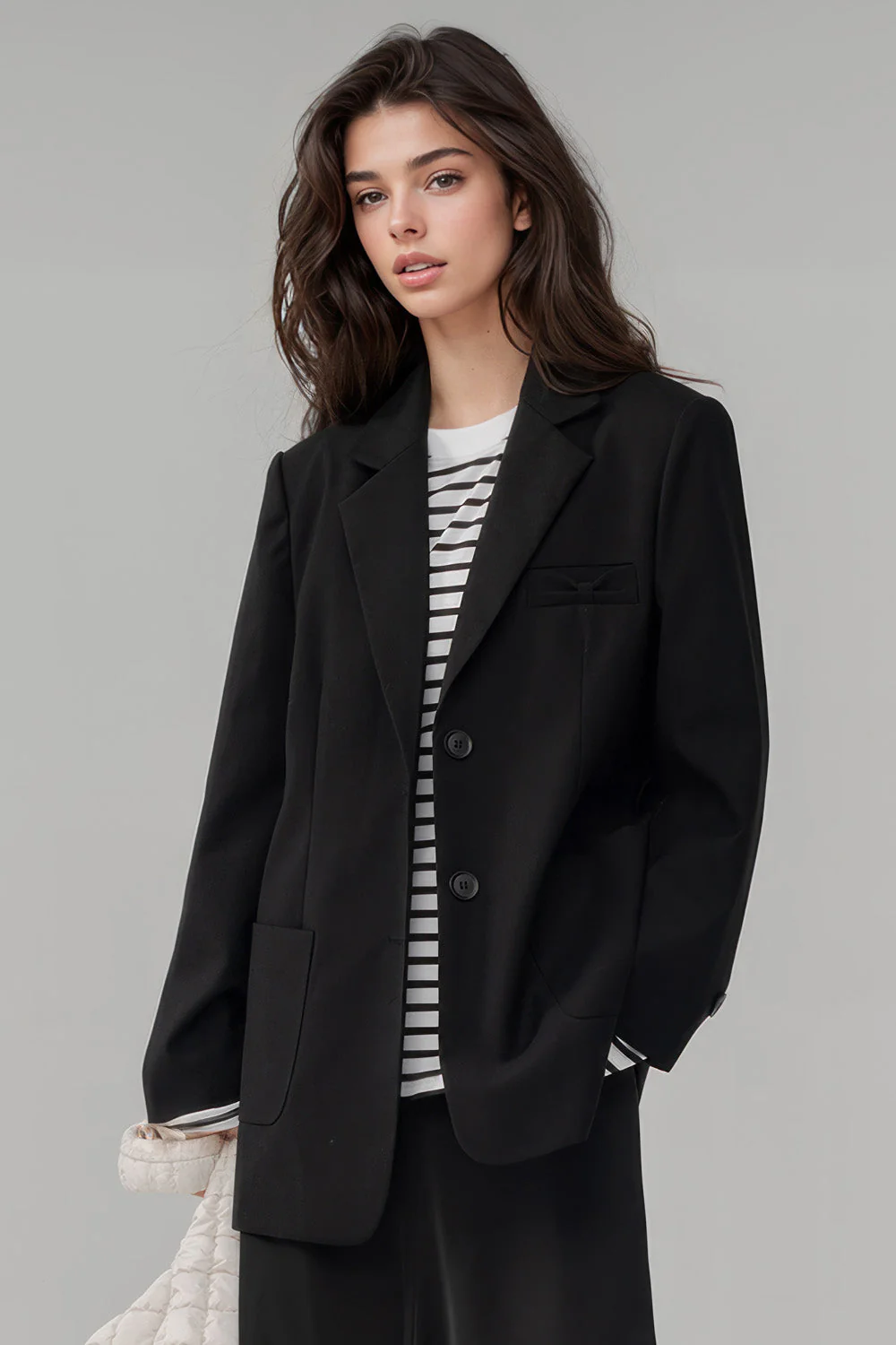 Classic Blazer with Pockets - Black - Image 2