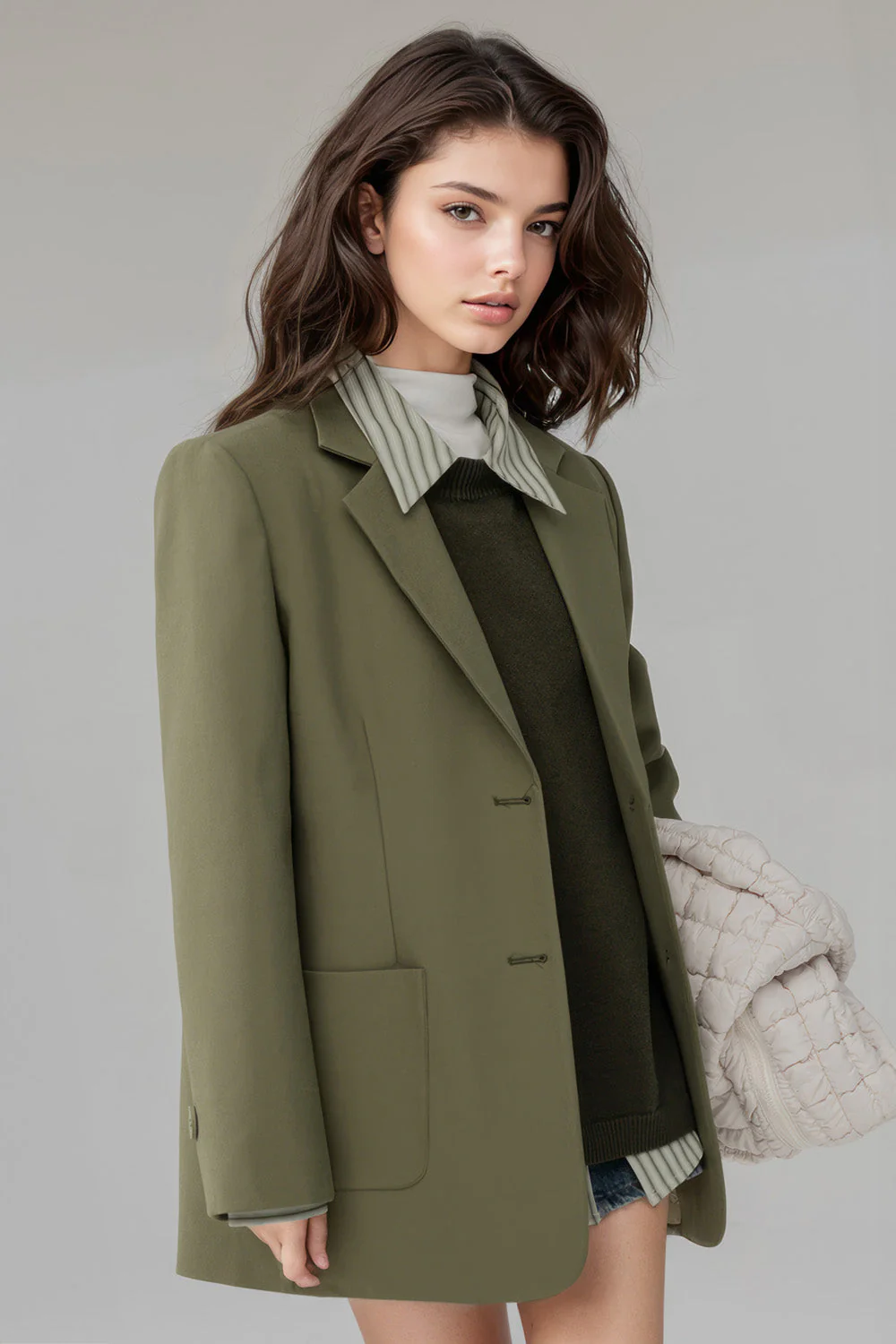 Classic Blazer with Pockets - Green - Image 2