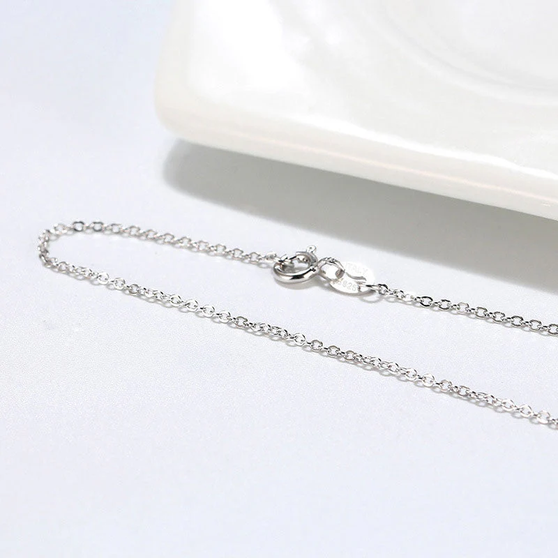 Classic Cable Rhodium Plated Sterling Silver Dainty Chain NeckLace - Image 2
