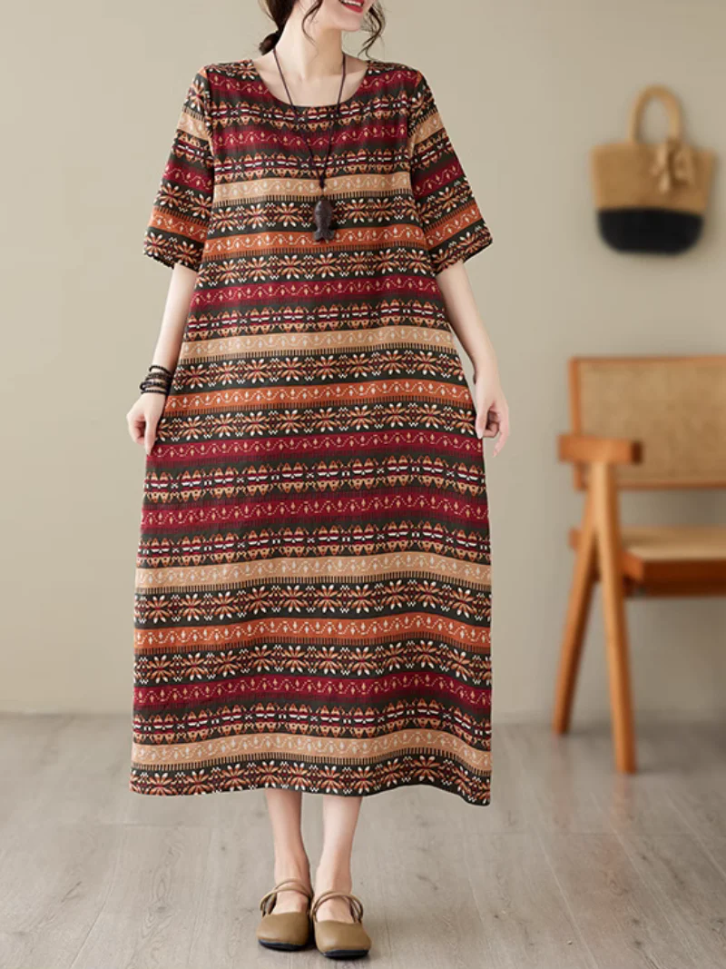 Classic Charmer  Color Striped Printed Midi Dress - Image 10