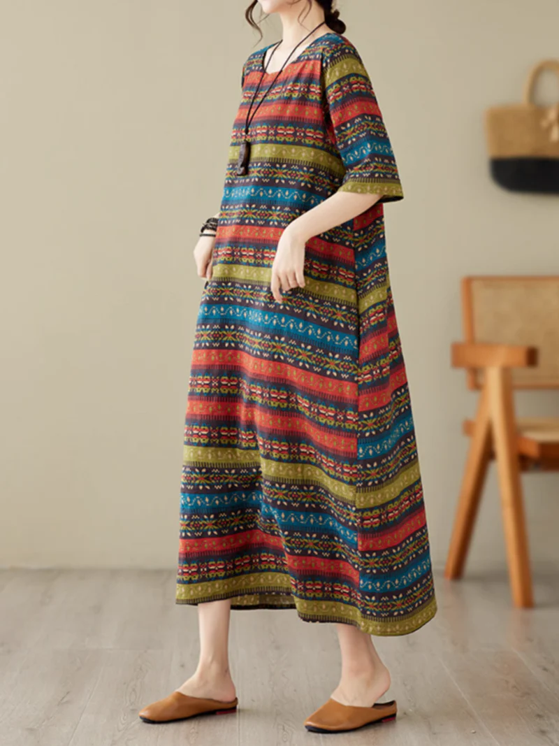 Classic Charmer  Color Striped Printed Midi Dress - Image 2