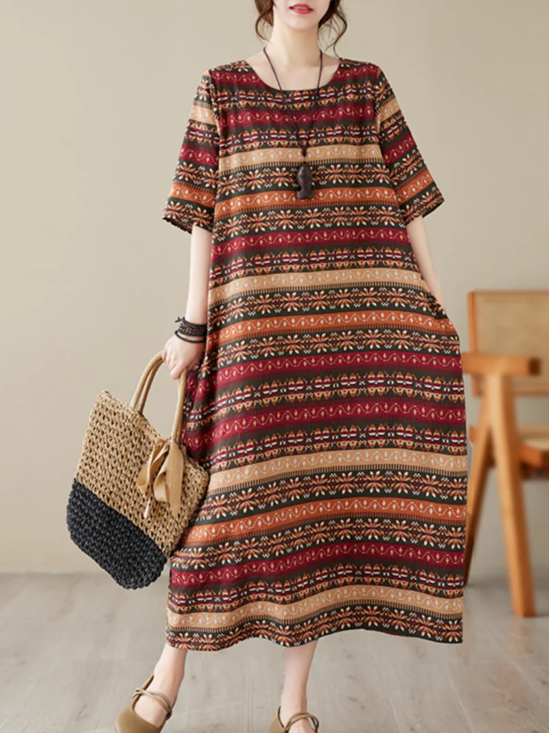 Classic Charmer  Color Striped Printed Midi Dress - Image 4