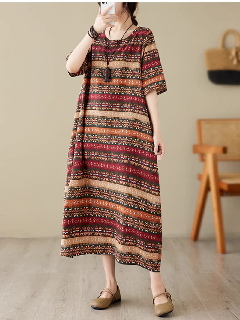 Classic Charmer  Color Striped Printed Midi Dress - Image 7