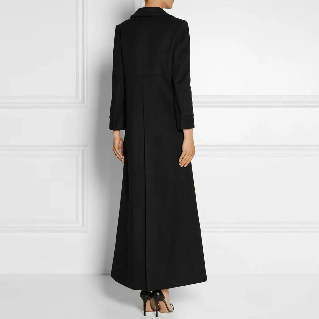 Classic Collared Long Sleeve Single Breasted Slanted Pocket Back Slit Trench Coat - Image 3
