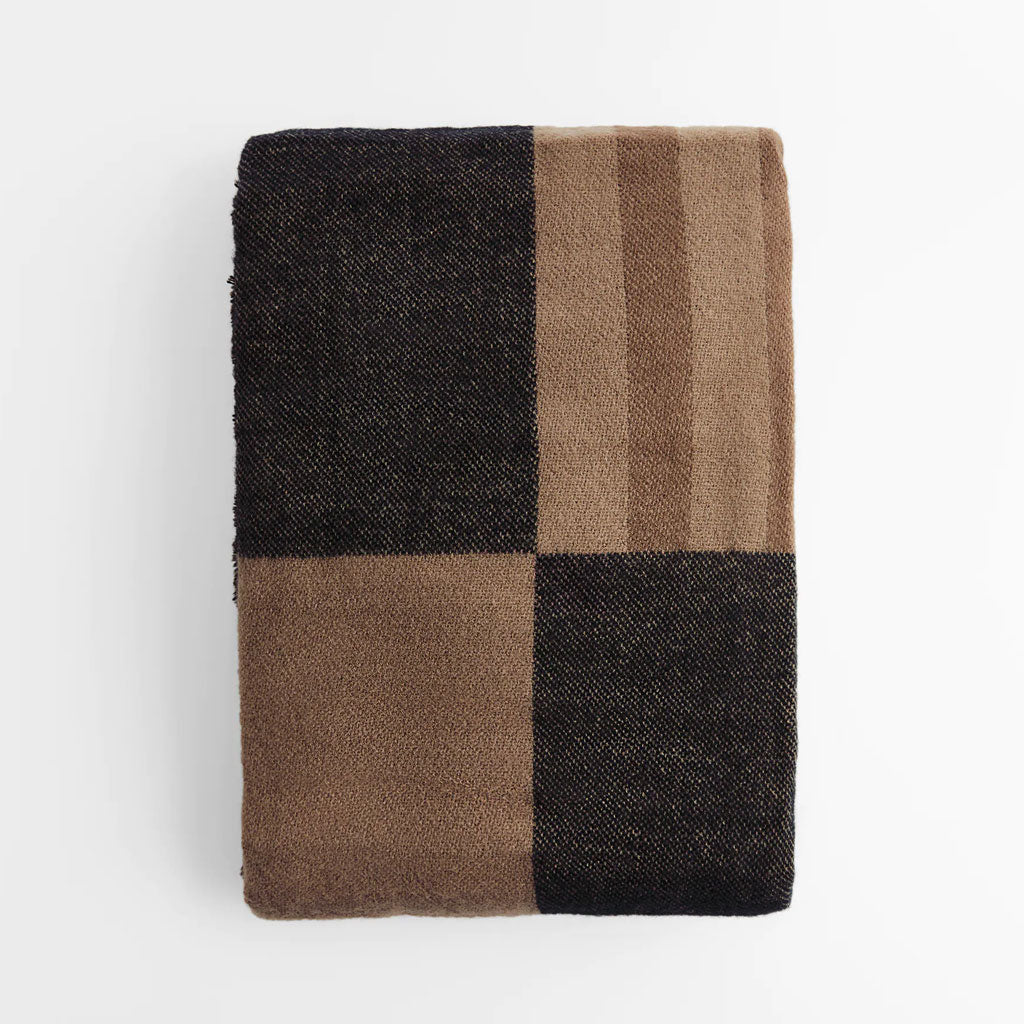 Classic Contrast Striped Frayed Oversized Blanket Scarf - Coffee - Image 2