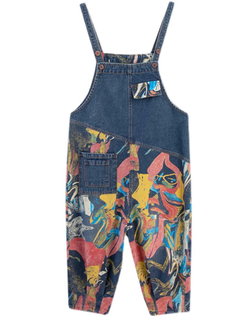 Classic Denim Pockets Printed Dungarees - Image 4
