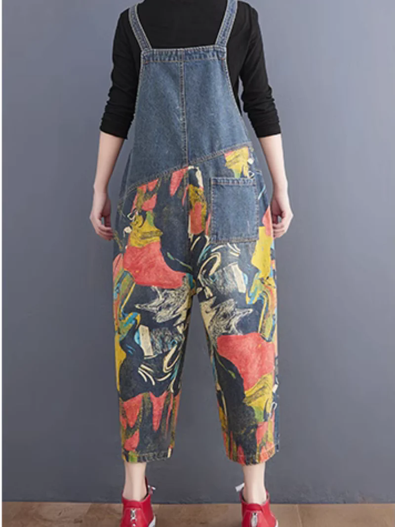 Classic Denim Pockets Printed Dungarees - Image 5