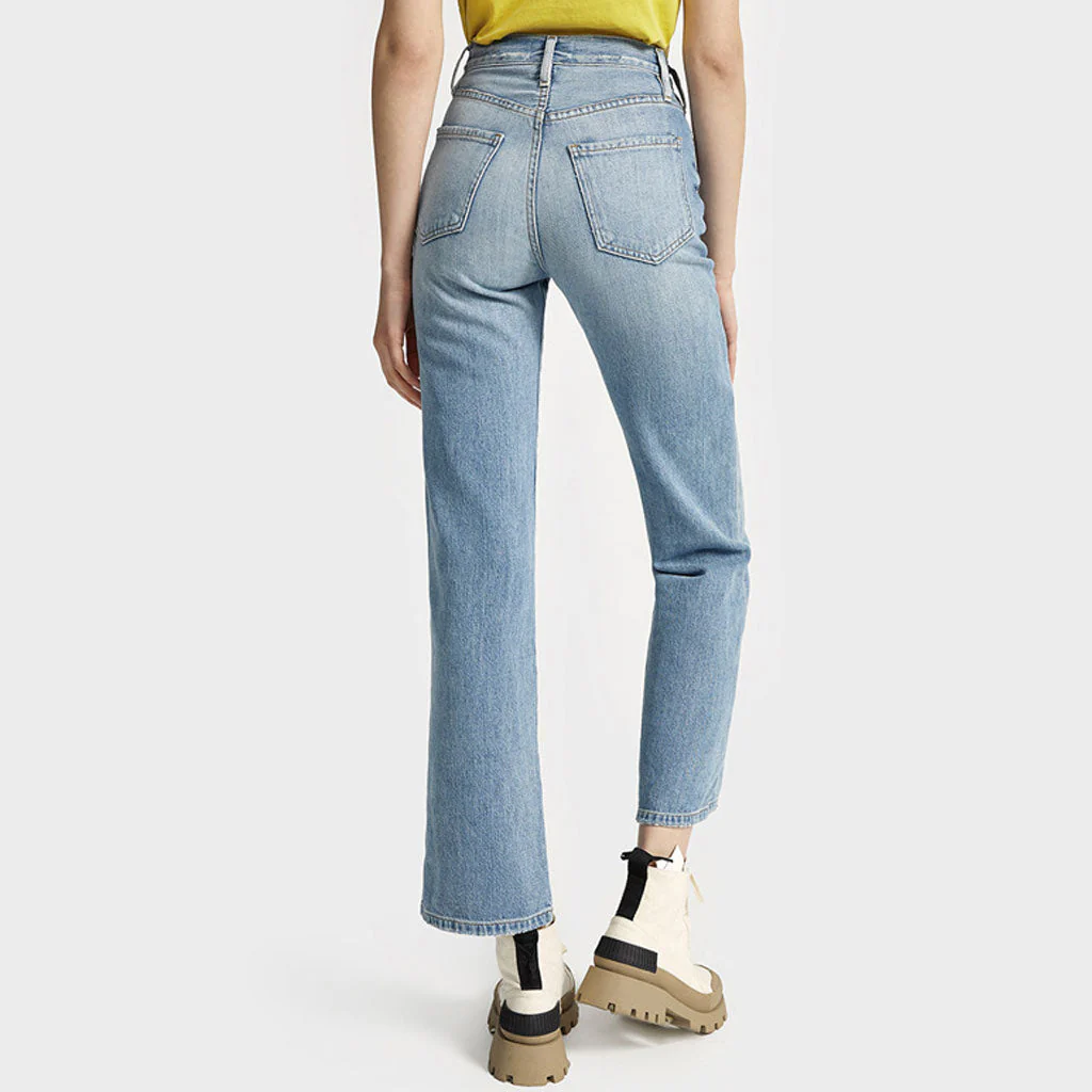 Classic High Rise Fade Ankle Length Straight Leg Jeans - Blue - Image 3