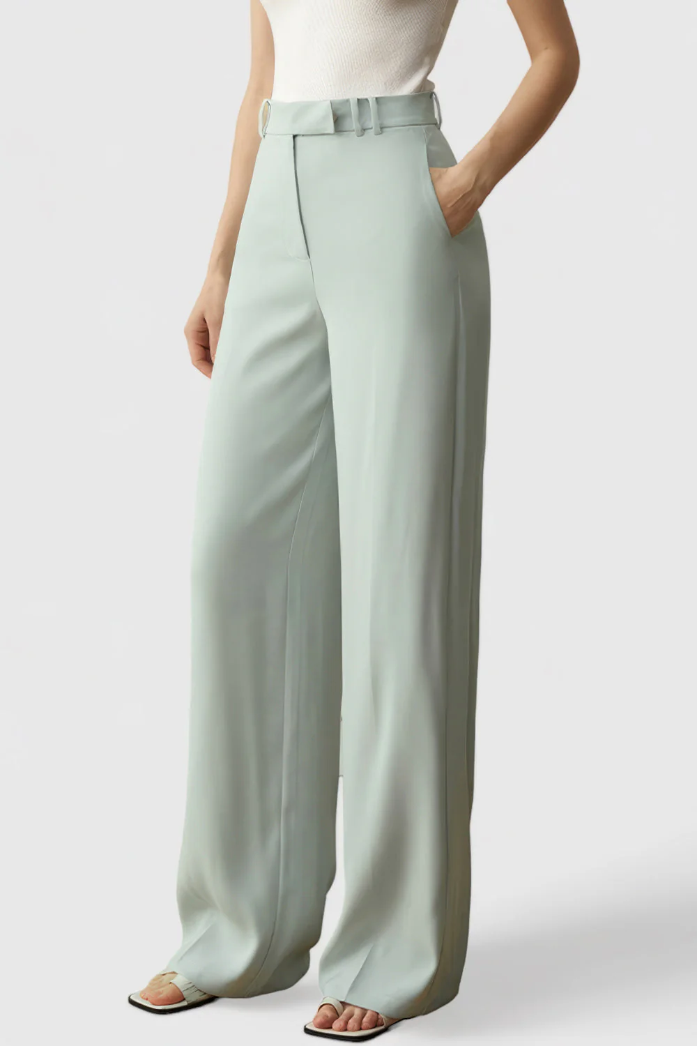 Classic High Waisted Trousers - Green - Image 2