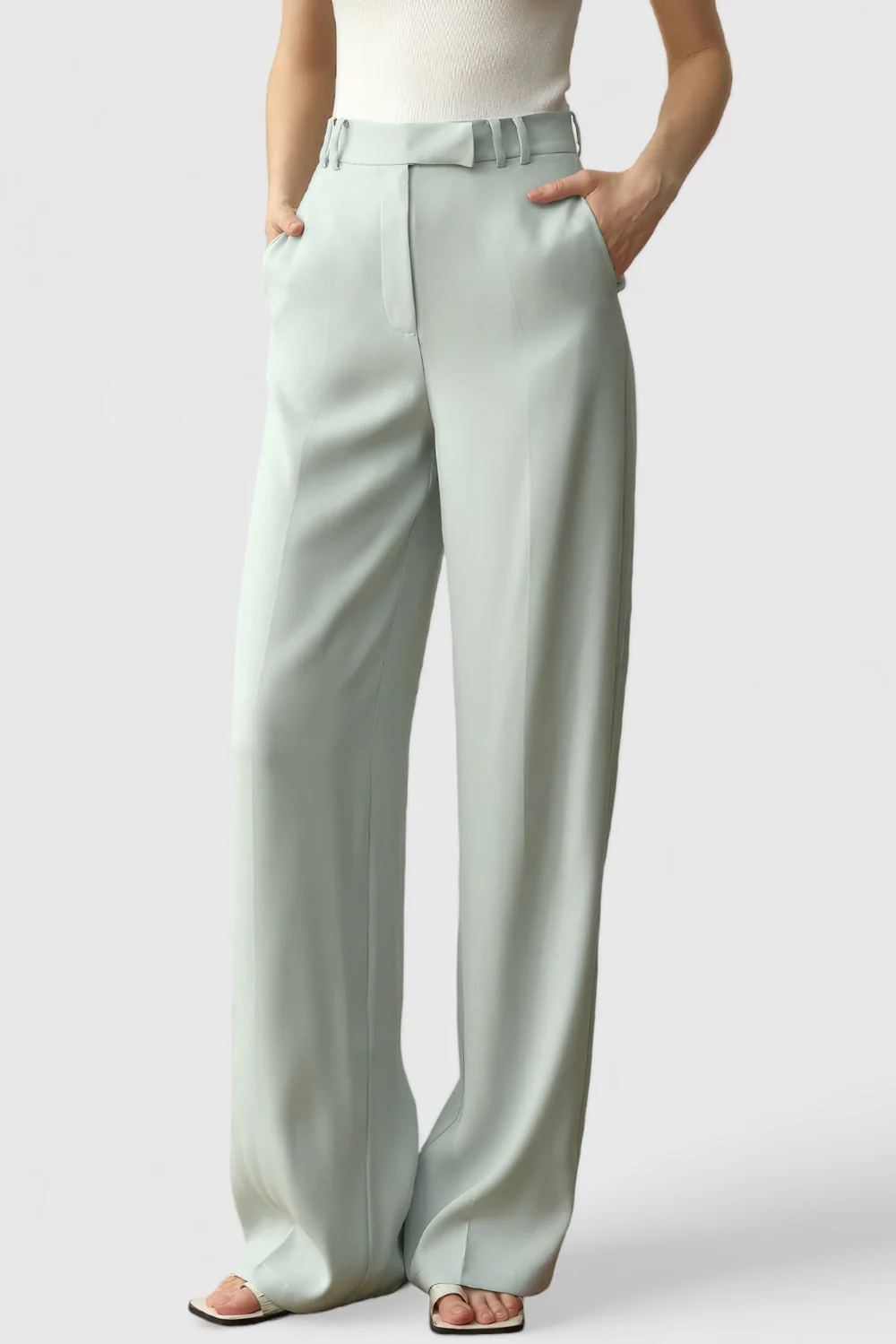 Classic High Waisted Trousers - Green - Image 3