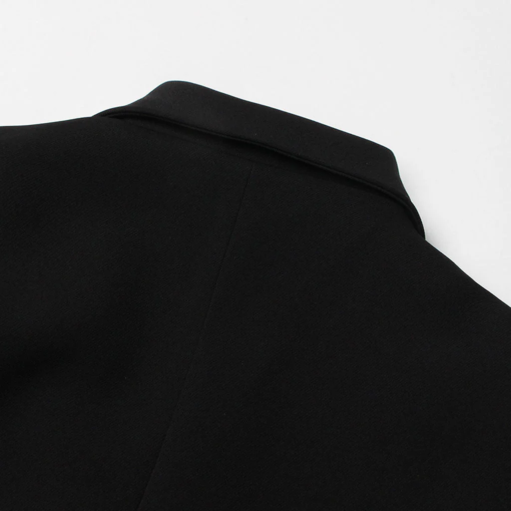 Classic Notch Lapel Shoulder Pad Two Button Long Tailored Blazer Coat - Image 6