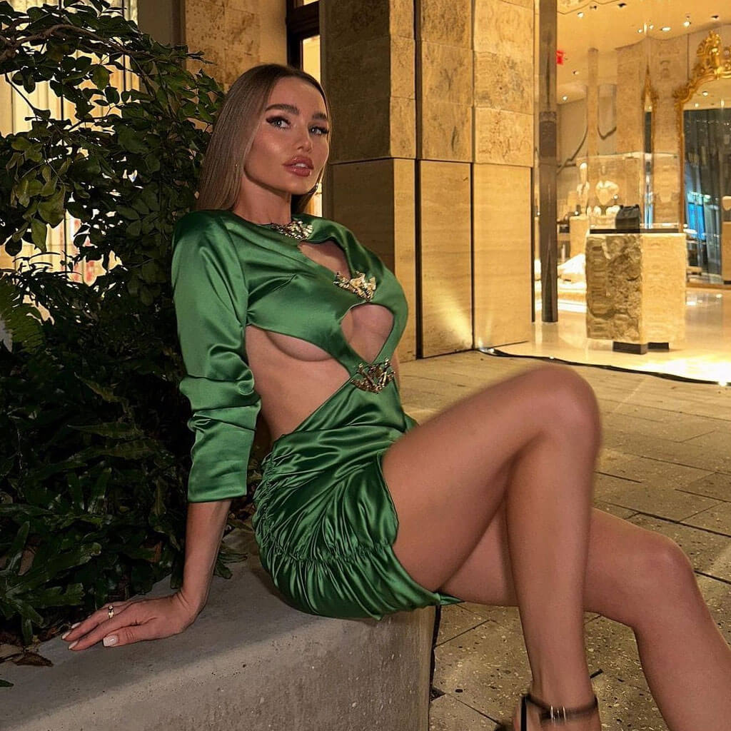 Classy Bird Detail Long Sleeve Twist Ruched CutOut Satin Mini Dress - Image 3