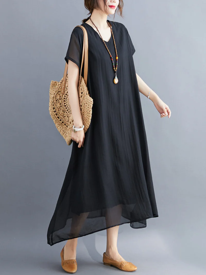 Close To my Heart Cotton V-neck A-line Dress - Image 7