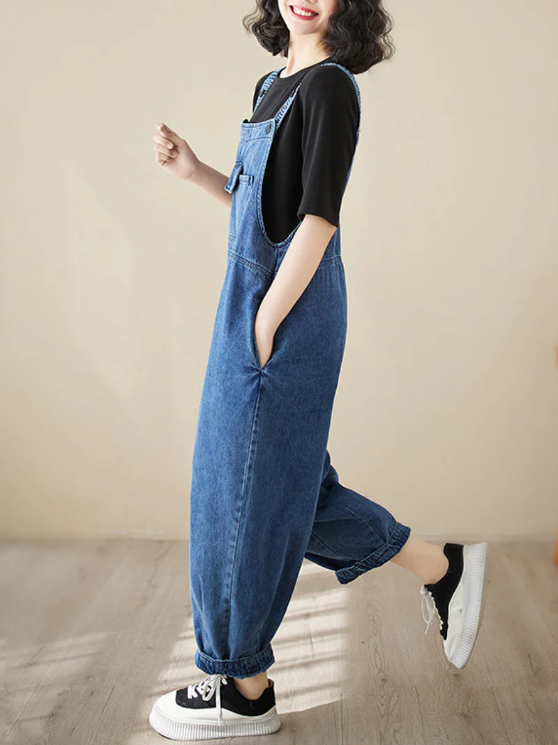 Close Your Eyes Denim High Waist Overall Dungarees - Image 3