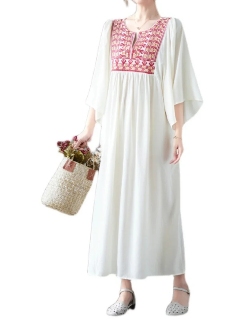 Close Your Eyes Embroidery Pocket A-Line Dress - Image 7