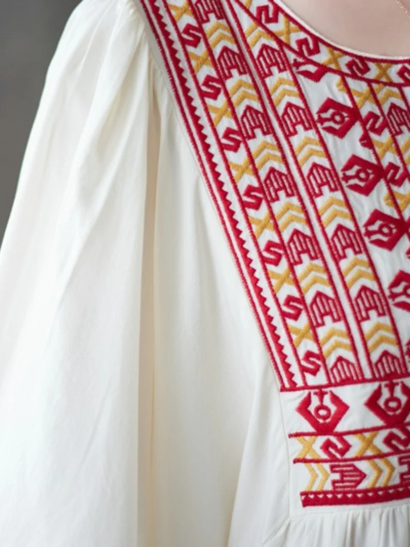 Close Your Eyes Embroidery Pocket A-Line Dress - Image 9