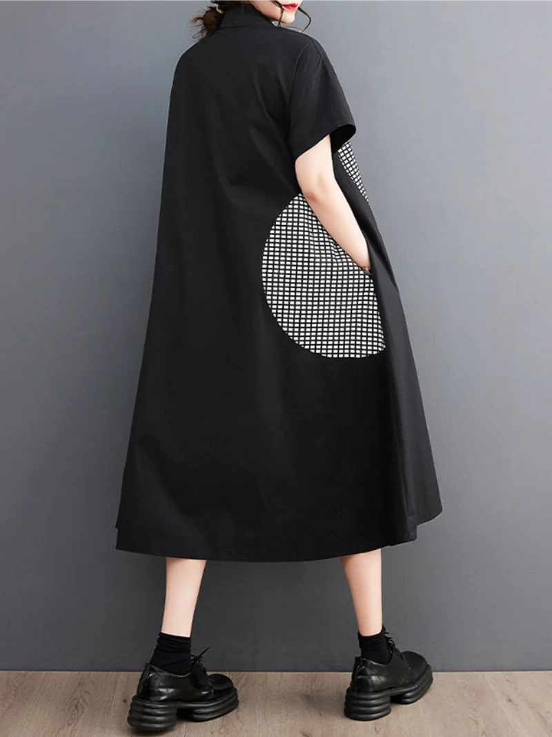 Close Your Eyes Polo Collar A-line Dress - Image 2