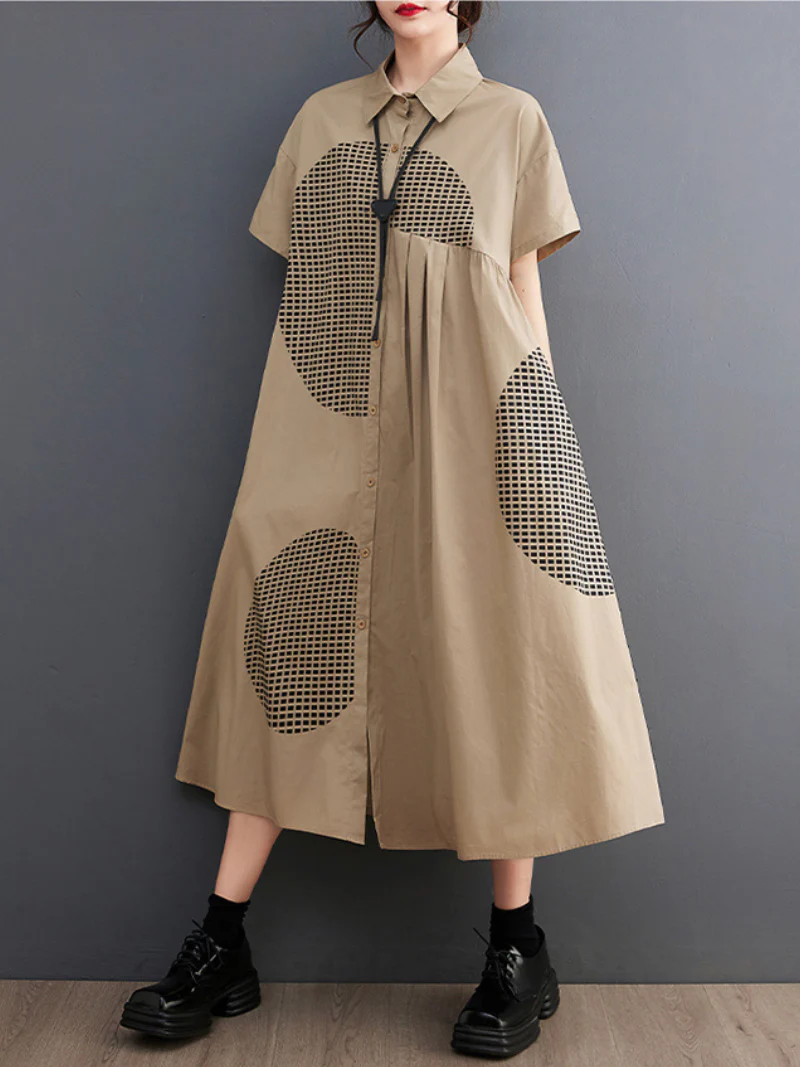 Close Your Eyes Polo Collar A-line Dress - Image 5